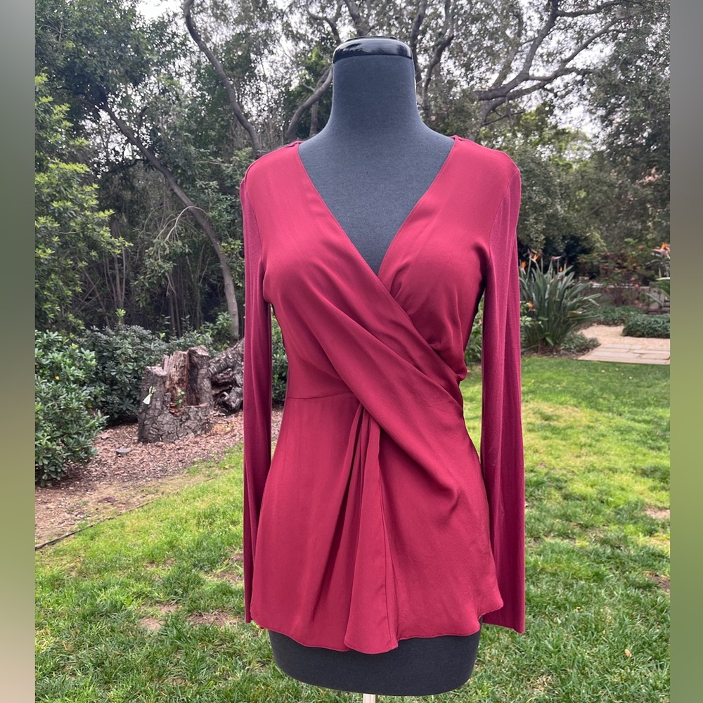Bailey 44 faux wrap long-sleeve top - size S